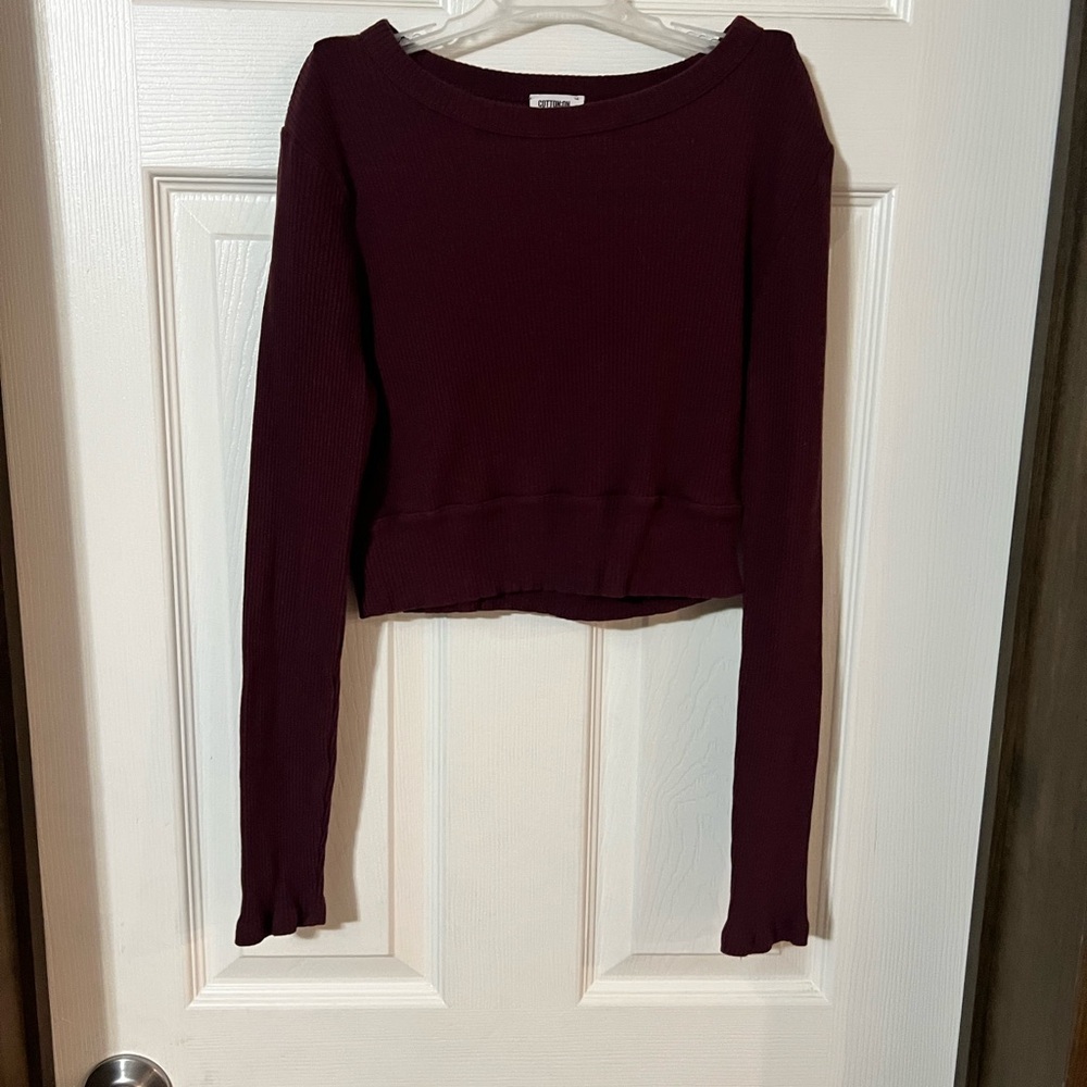 Cotton On Red Ribbed Crop Blouse